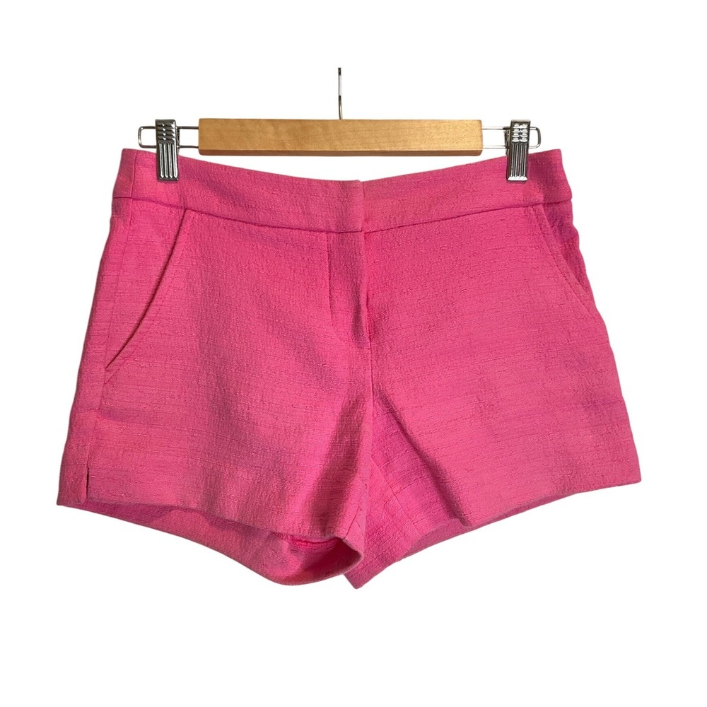 Trina‎ Turk Hot Pink Micro Textured Shorts Cotton Blend Pockets Preppy Size 0